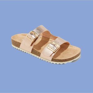Cat & Jack Drew Double Buckle Molded Slip-On Footbed Sandals Rose Gold 5